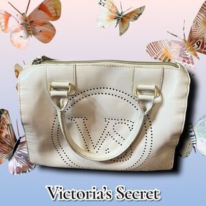 Victoria’s Secret White Patent Perforated Logo Tote – Rare & Discontinued